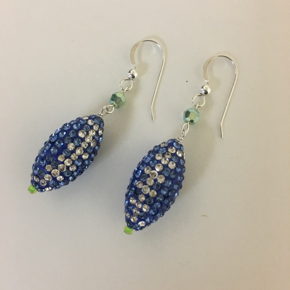 Seattle Seahawks Green and Blue Swarovski Crystal Earrings